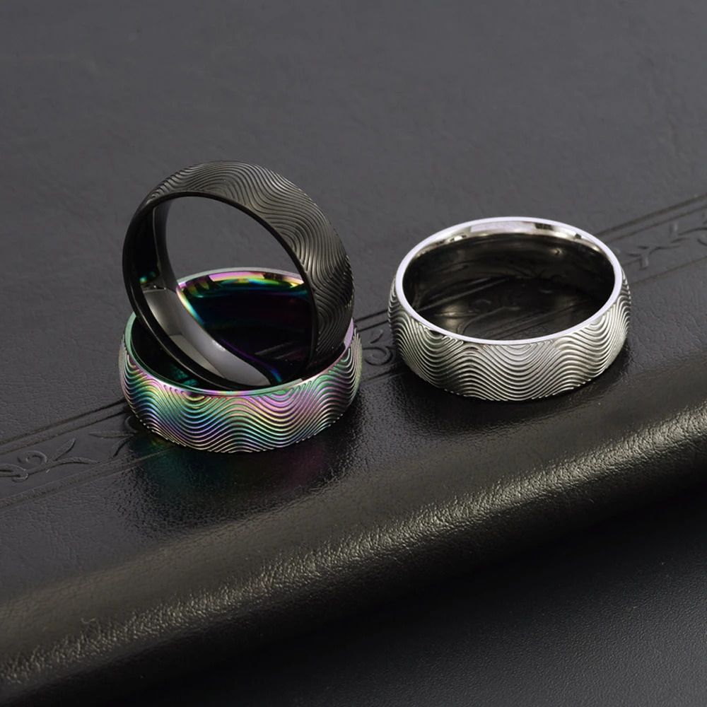 Unisex Wave Pattern Stainless Steel Ring Boho Adjustable Jewelry for Men Women Minimalist Streetwear Gift 250616