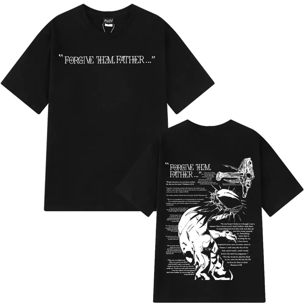 Forgive Them Father Bible Christian Religious Jesus Vintage T-shirt Men Women Cotton Casual Oversized Cotton T Shirts Streetwear