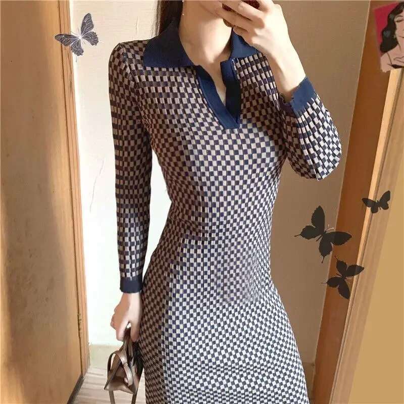 Korean Style Female Knit Dress One-piece Bodycon Elegant Chic Cheap Casual New In Thic Xxl Luxury Curvy Womens Crochet Dresses