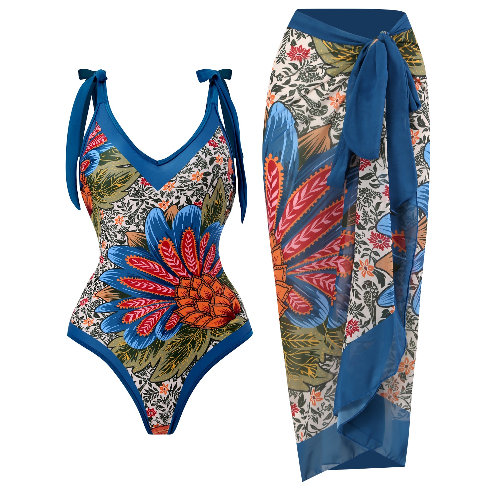 Women Swimwear Vintage Flowers One Piece Swimsuit Designer Bathing Suit Beach Dress Cover Up Luxury Surf Wear Summer Beachwear
