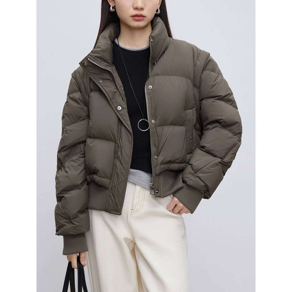 ZIQIAO Petite Size Short Down for 2024 Winter Outfit New Vest Women Casual Loose Brown Jacket 24ZQ94007