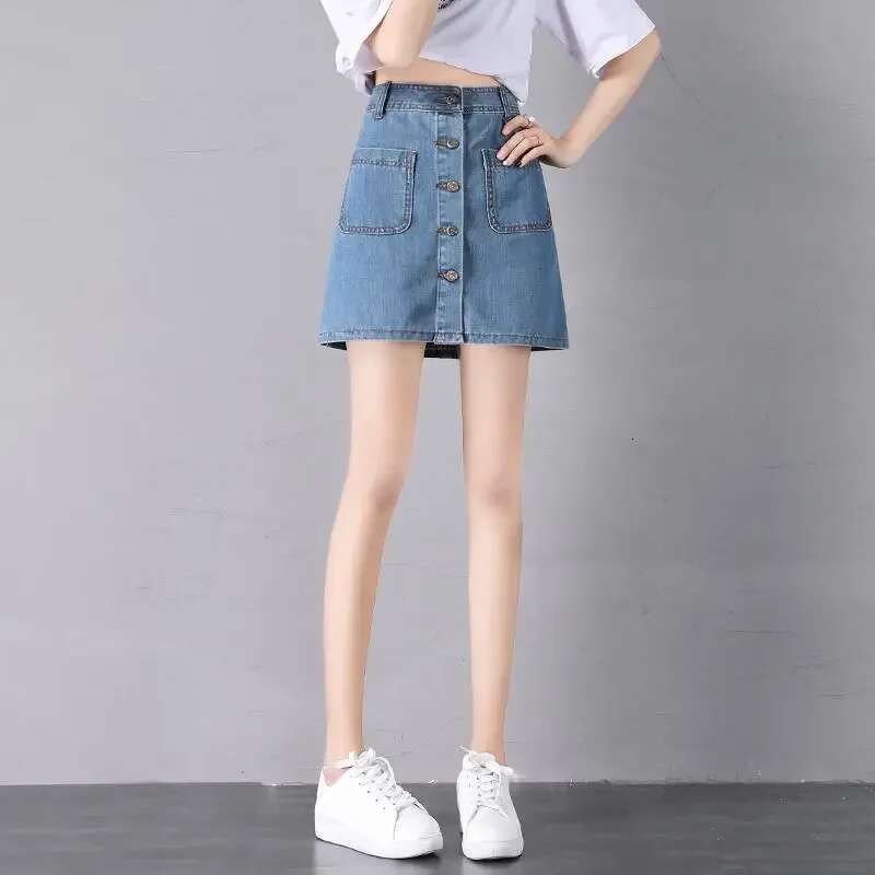 White Midi Jeans Skirts for Women High Waist A Line Clothing Sales Aesthetic Korean Style Modest Trend 2025 Woman Denim Skirt