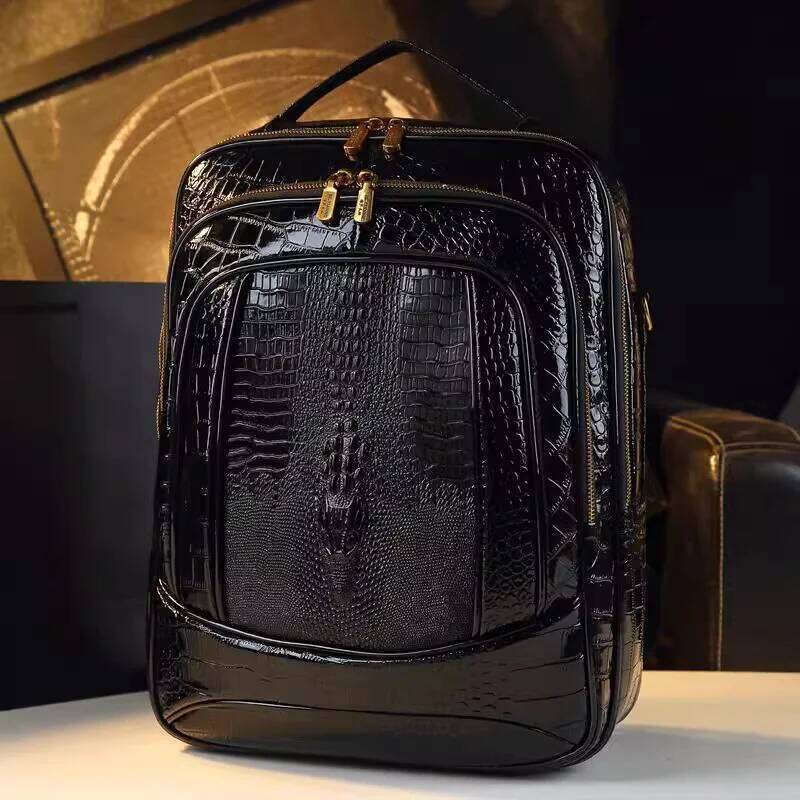 Light Shiny Crocodile Pattern For Men And Women 2025 New Spring Fashion Versatile Large Capacity Travel Backpack