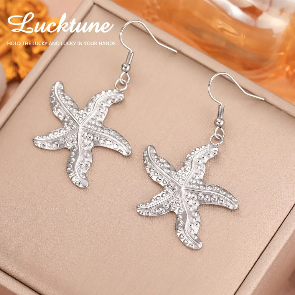 Lucktune Bohemia Starfish Pendant Dangle Earrings for Women Stainless Steel Ocean Beach Seastar Earrings Trendy Party Jewelry 250610