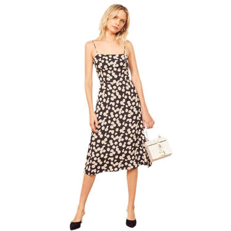 Summer Dresses Robe De Designer Vestidos Designer Dresses for Women NR010 Ref Little Daisy 2025 Summer Waist-cinching Slimming Mid-length Floral Strap