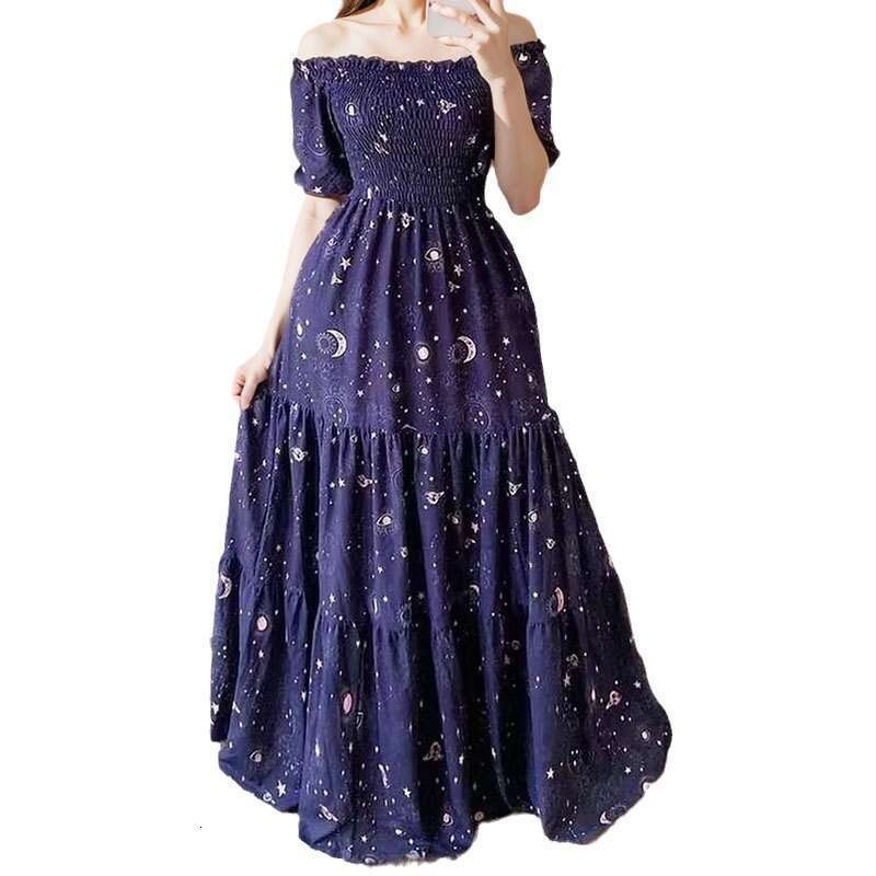 New Autumn Women's Off-Shoulder Floral Fashion Print Swing Dress 661 B5