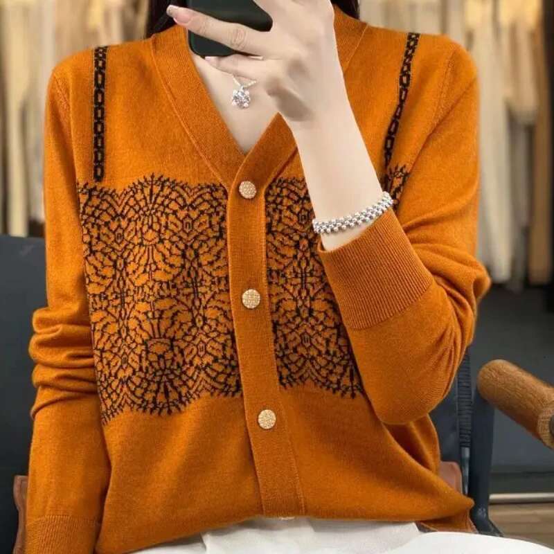 Outerwear Coat V Neck Cardigan for Women Spring Autumn Wear To Work Knitted Sweater Woman Korean Style Crochet Top Aesthetic Y2k