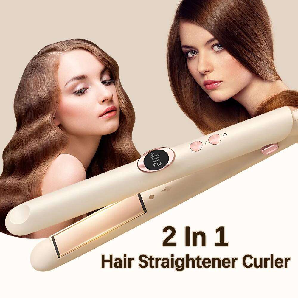 2 In 1 Professional Straightener Curler Flat Iron Fast Heating Electric Style Clippers Curling 12 Gears Hair Comb