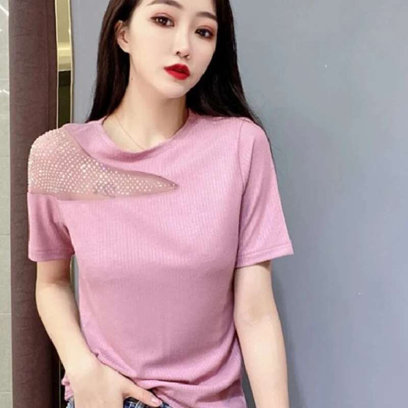 Off Shoulder T Shirt for Women Summer Outfit Woman Tops Korean Reviews Clothes Cheap Kpop Many 2025 High Quality Y2k Clearance
