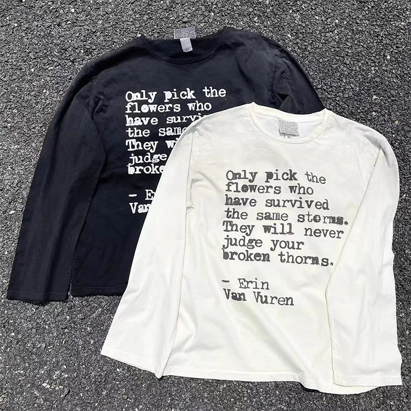 2000s Hip Hop Vintage Casual Letter Print Y2k Long Sleeve O-Neck Streetwear Harajuku Gothic Tee Crop Top Men Clothes ropa hombre 250616