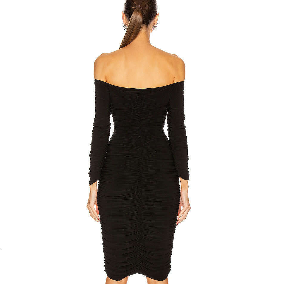 Vestidos Dresses for Woman Party Summer Dresses for Women N584 Summer 2025 Black Knitted Off-shoulder One-shoulder Sexy Slim Fit Bodycon Dress