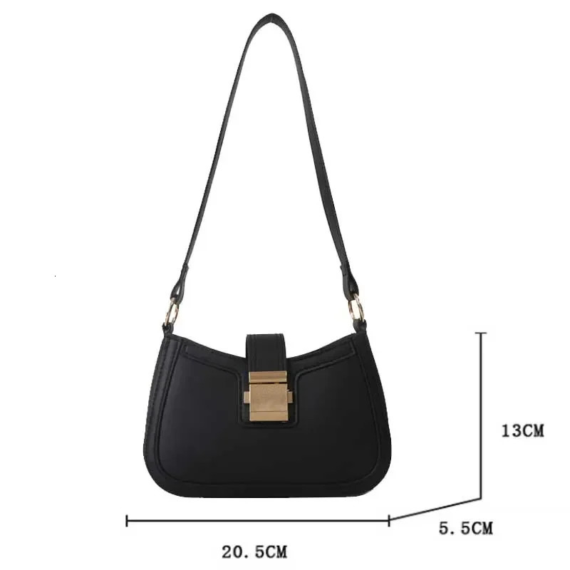 Women Vintage Handbag Brown PU Leather Gold Buckle Trendy Underarm Shoulder Bag Solid Color Handbag Women Simple Tote Bag 250614