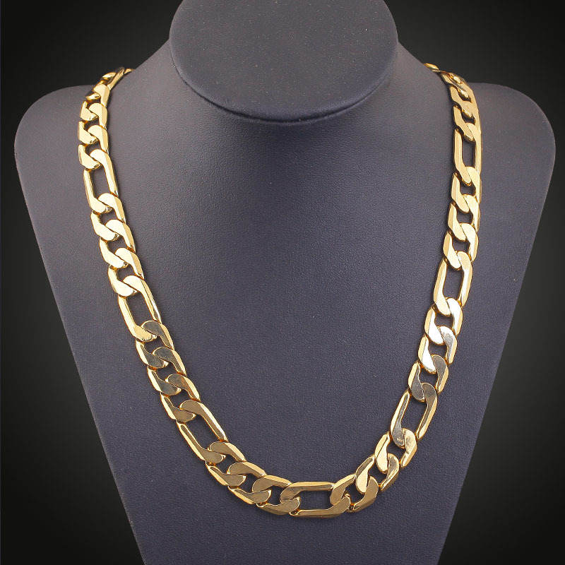 High Quality Men 8 MM 18K Yellow-Gold Filled Figaro Rope Chain Necklaces | Versatile Length Options from 18 To 24 Inches