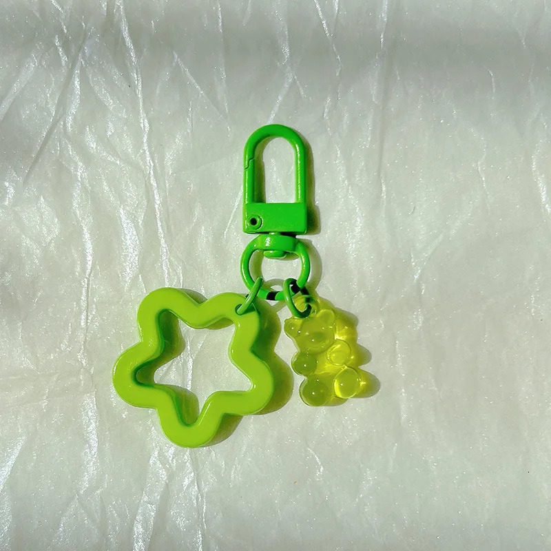 10pcs Metal Keyrings Buckle With Stars Bear Pendant Colored Keychain For Diy Jewelry Making Key Ring Accessories Wholesale 250616