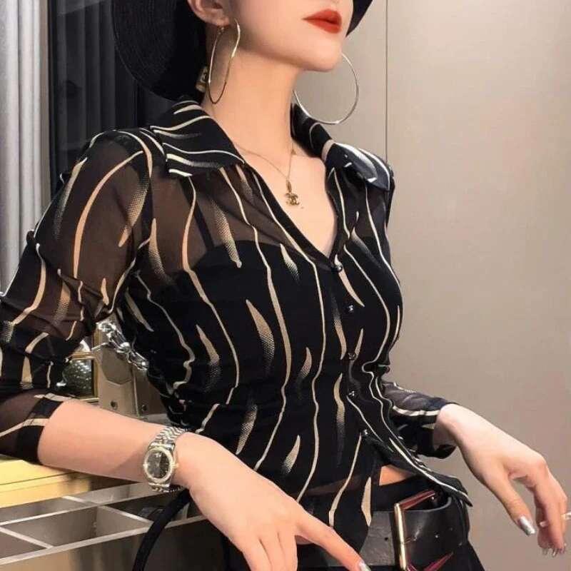 Summer Woman Top Blended Full Long Sleeve Shirts Blouses For Women Modern Fashion 2025 S M Offer Premium Economic Basic