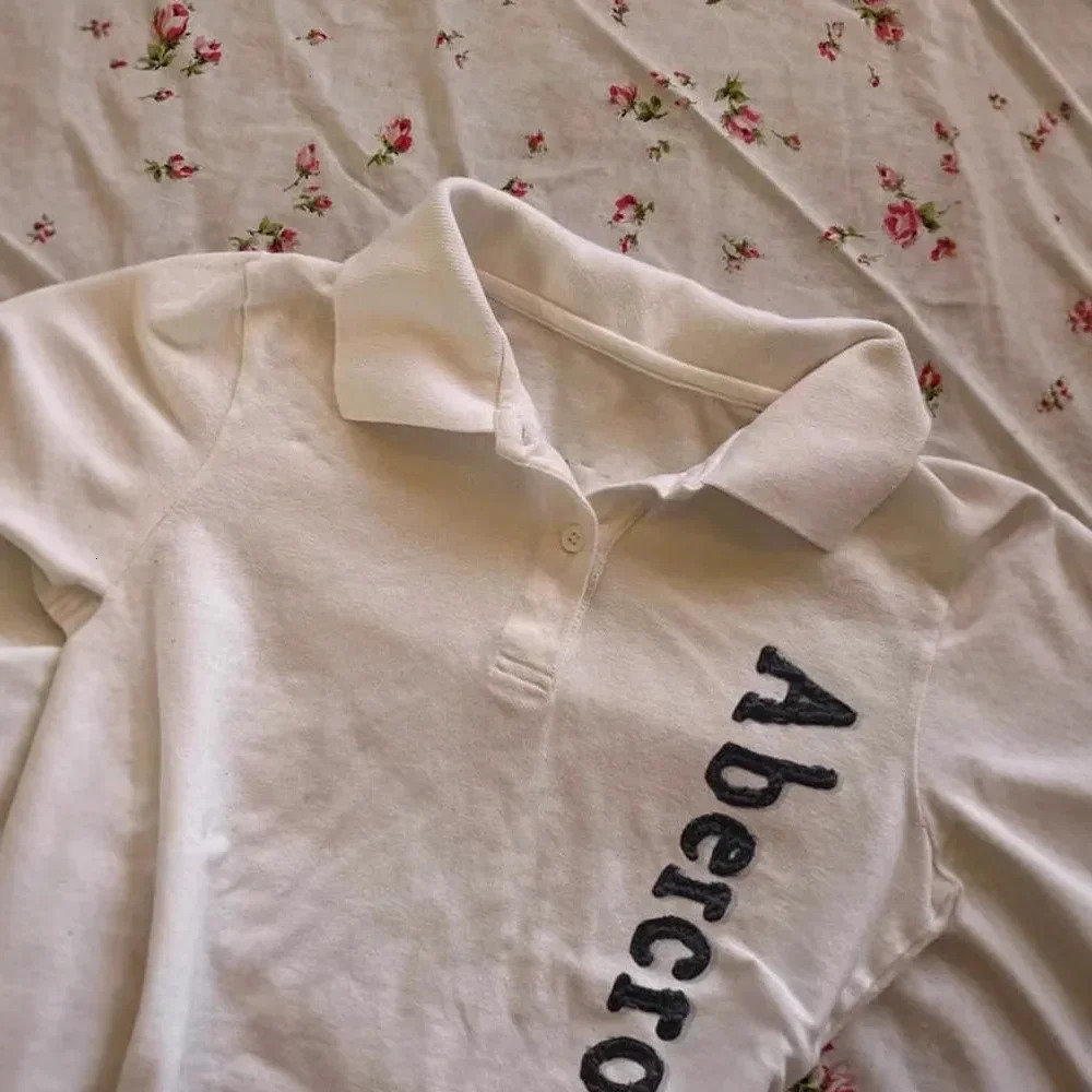 American Style Embroidered Polo Shirt Pure Cotton Short Sleeve Slim Fit Summer Style Sexy Girl Top Womens T-shirt 250616