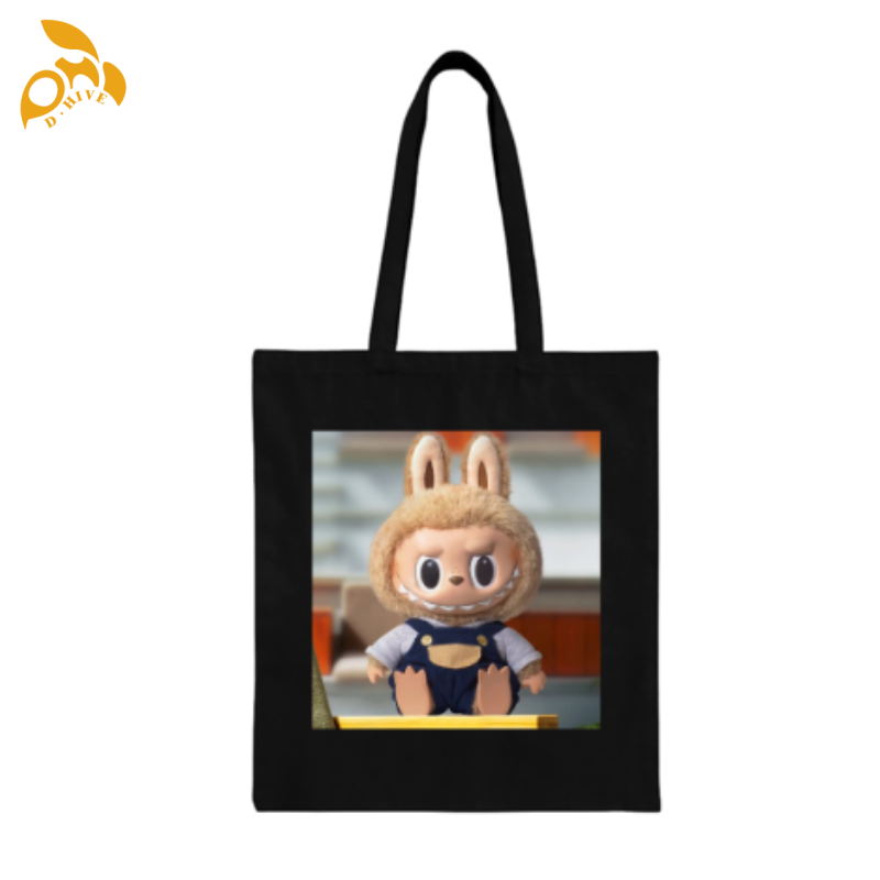 free shipping of customized Canvas handbag - single-sided with labubu patterns from US