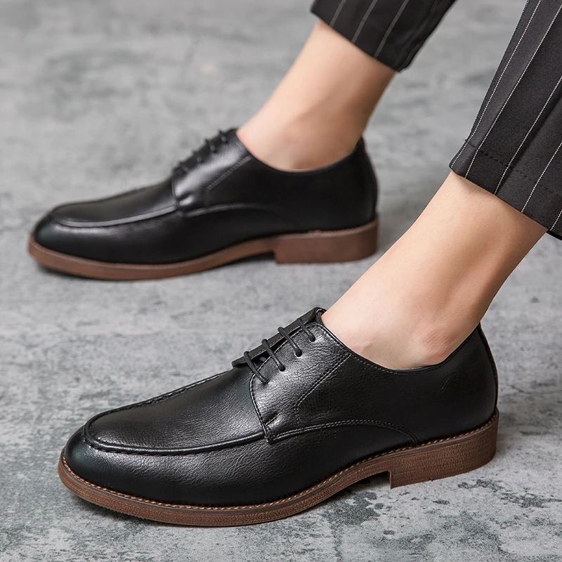 leather shoes mens leather breathable elastic sole wear-resistant soft sole business casual shoes 47 large size 250605