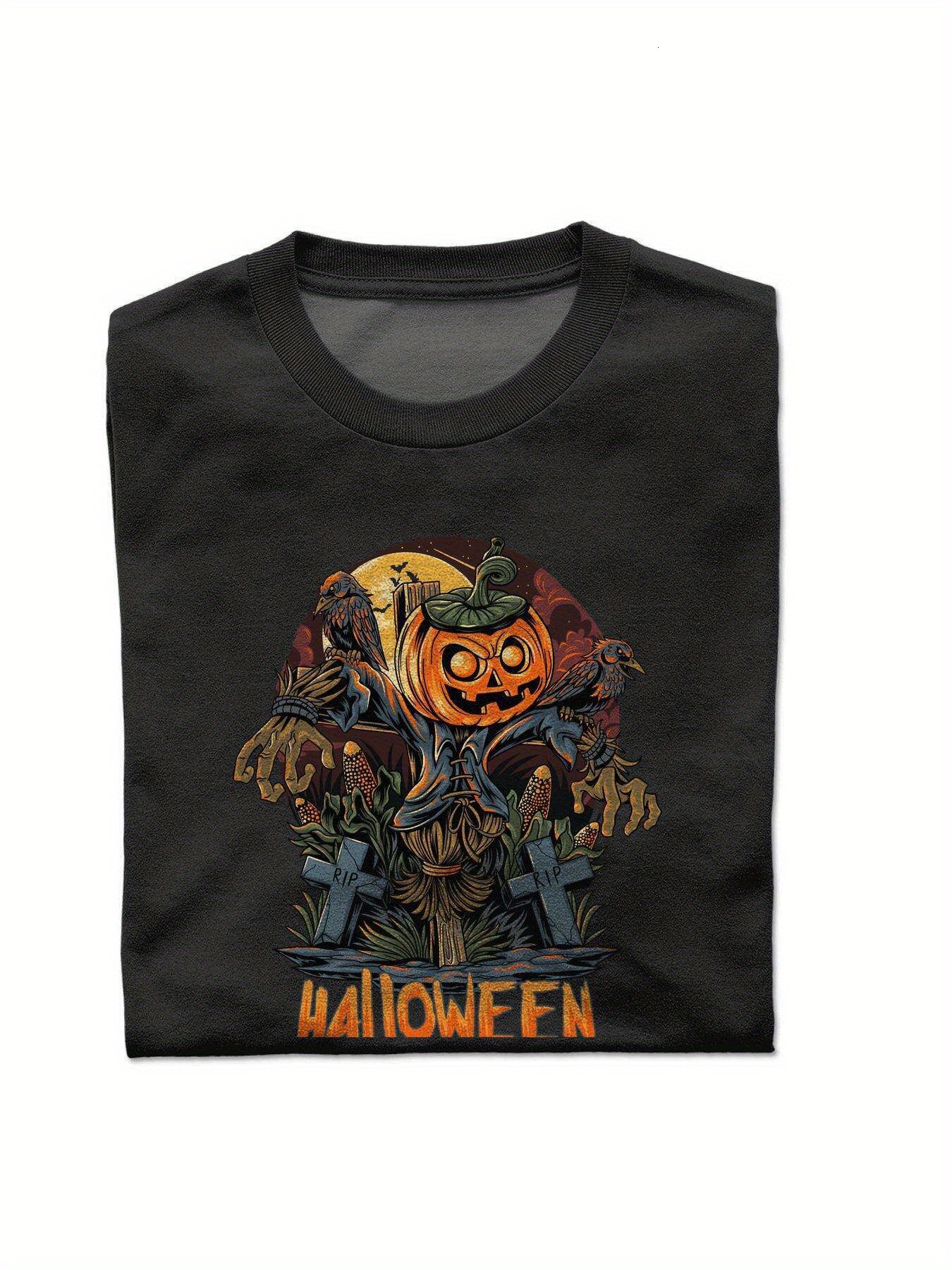 Dongdumaoyi S-3Xl Short Sleeve Graphics T Shirts Black White Adult 180G Men Cotton Round Collar Halloween 7836