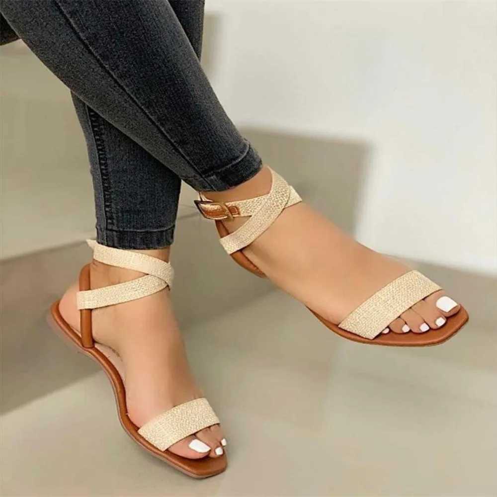 Summer New Fashion Ankle Wrap Outdoor Beach Comfortable Peep Toe Solid Color Sandals Women Shoes Z250617