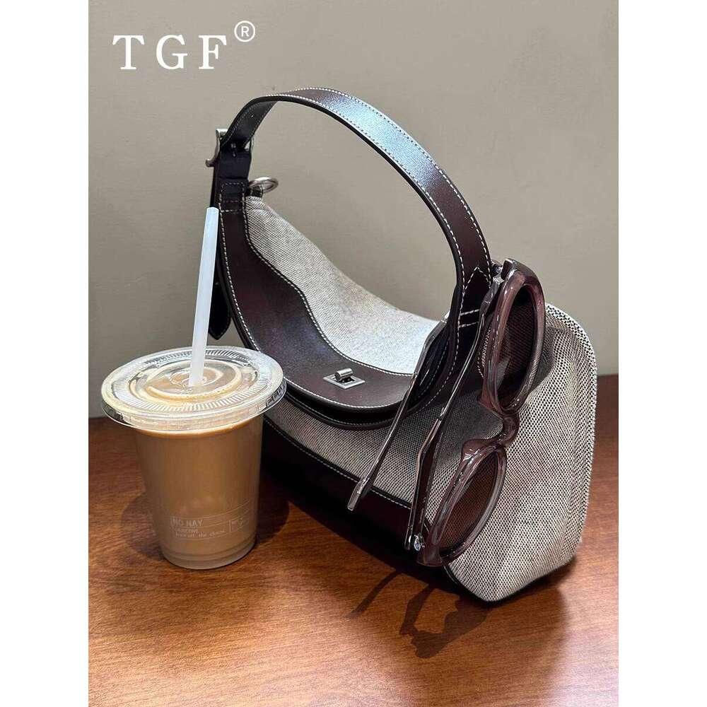 Underarm Canvas for Women New Summer High Quality Texture Niche Color Block Handheld Tote Large Bag