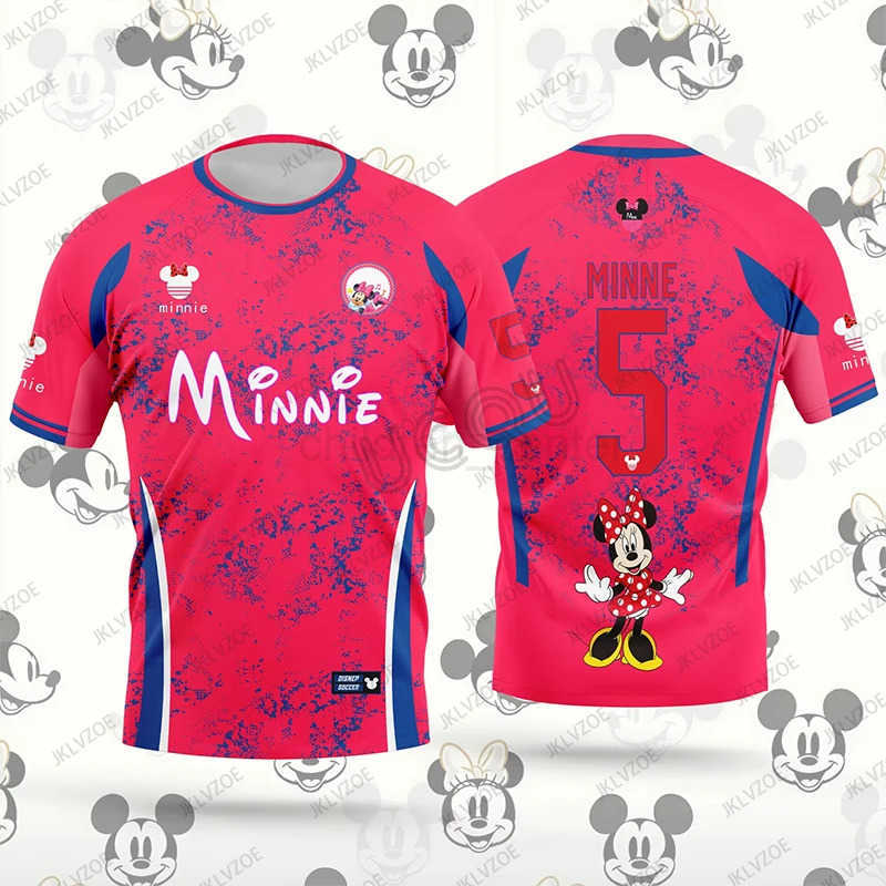 Disney New 2025 Summer Disney Mickey Mouse No.10 T-shirt Football Jersey Quick Drying Short Sleeve Tees Casual Sports Kids/Adult Tops W250617