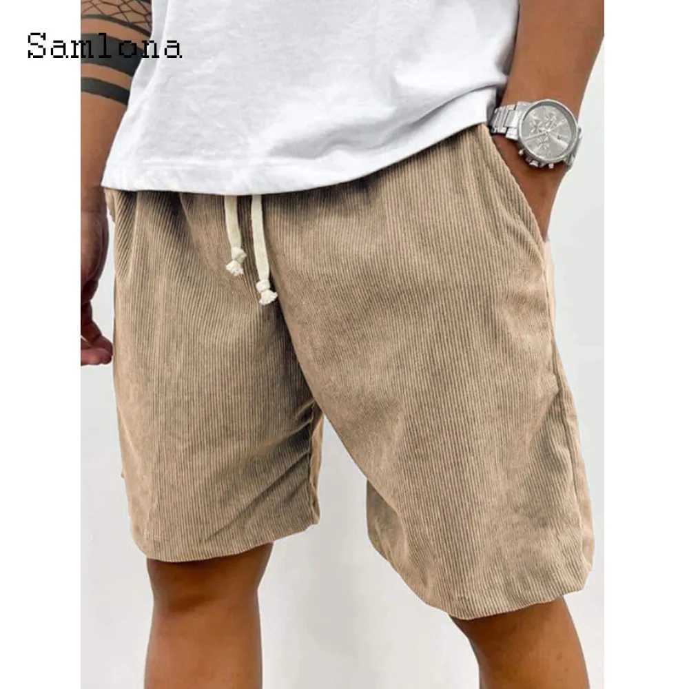 Khaki Green Soft Corduroy Shorts Men Fashion Drawstring Half Pants Male Streetwear 2025 Stylish simplicity Casual Beach Shorts Z250617
