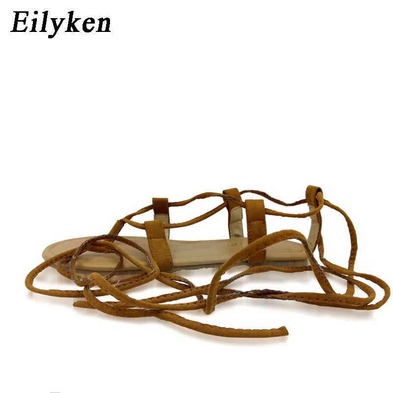 Eilyken Summer Casual Roman Women Sandals Cross-Strap Tall Knee High Thong Designer Narrow Band Flat Sandals Flip Flops Shoes Z250617