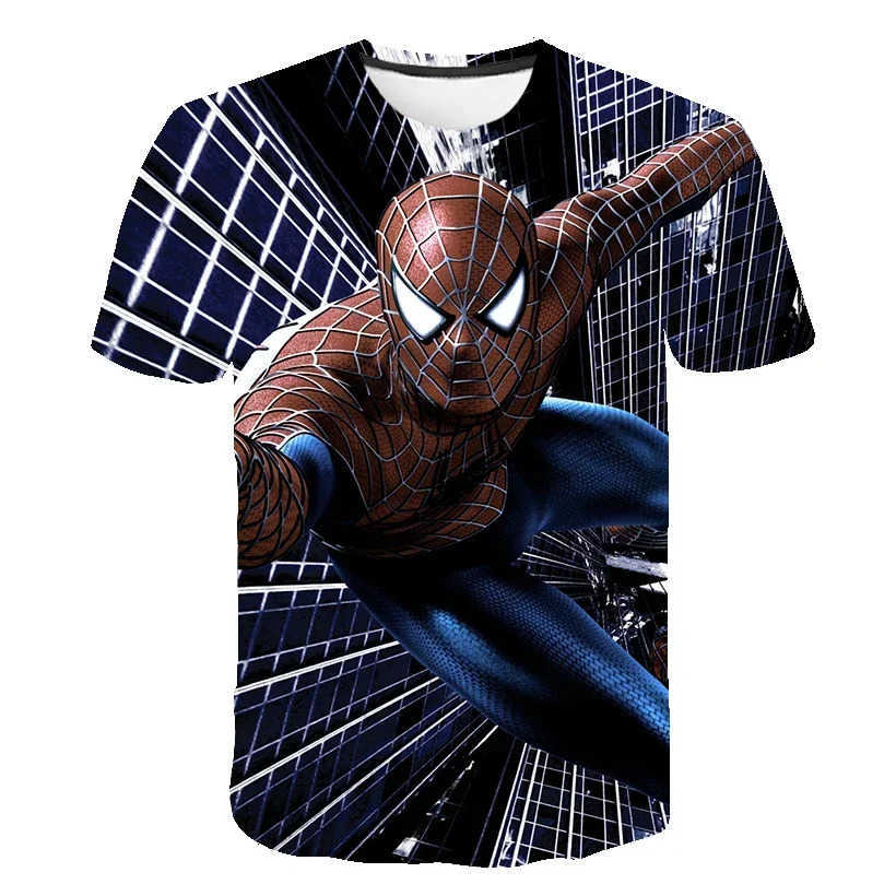 Disney Disney Spiderman 3D Print Super Cool Fashion T-Shirt Boys Short Sleeve 4-14 Years Summer T Shirt Kids Casual Children Tops W250617