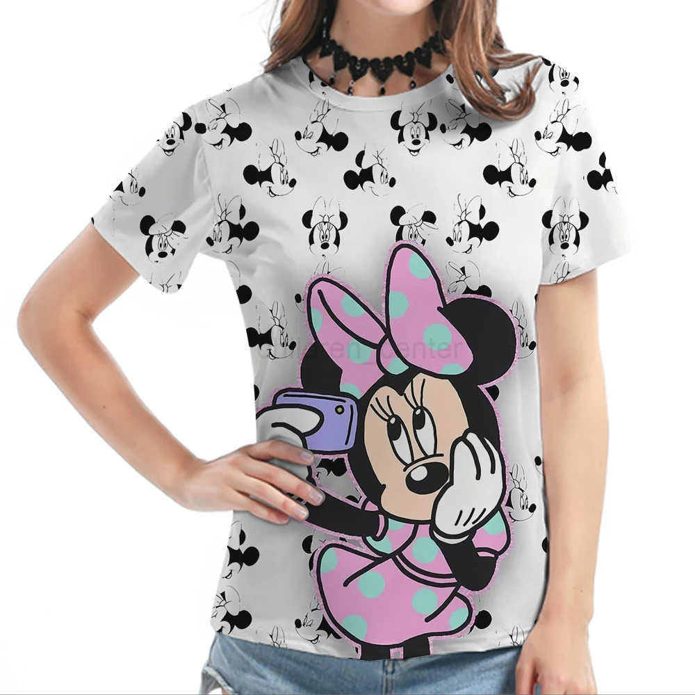 Disney Y2k Disney Kawaii Minnie Mouse Funny Cartoon T Shirts Womens T-shirt Graphic Tshirt Streetwear Casual Tees Female Short Sleeve W250617