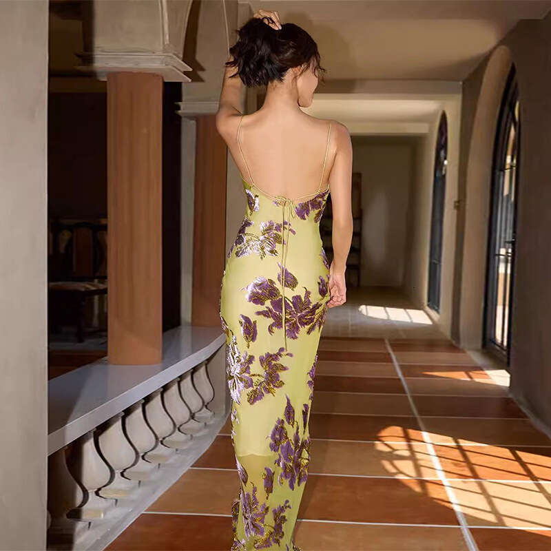 Wedding Guest Dress for Women Promdress Womens Designer Clothing Dry Clean Only 859 Silk Jacquard Velvet Swing Neck Bias Cut Slip Long Mermaid Dress f
