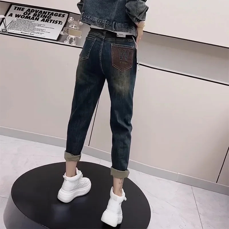 Plus Size High Waist Harlan Denim Jeans plus Size Elastic Slimming Dad Pants Trendy Spring Arrival Womens Clothing Big Size 250609