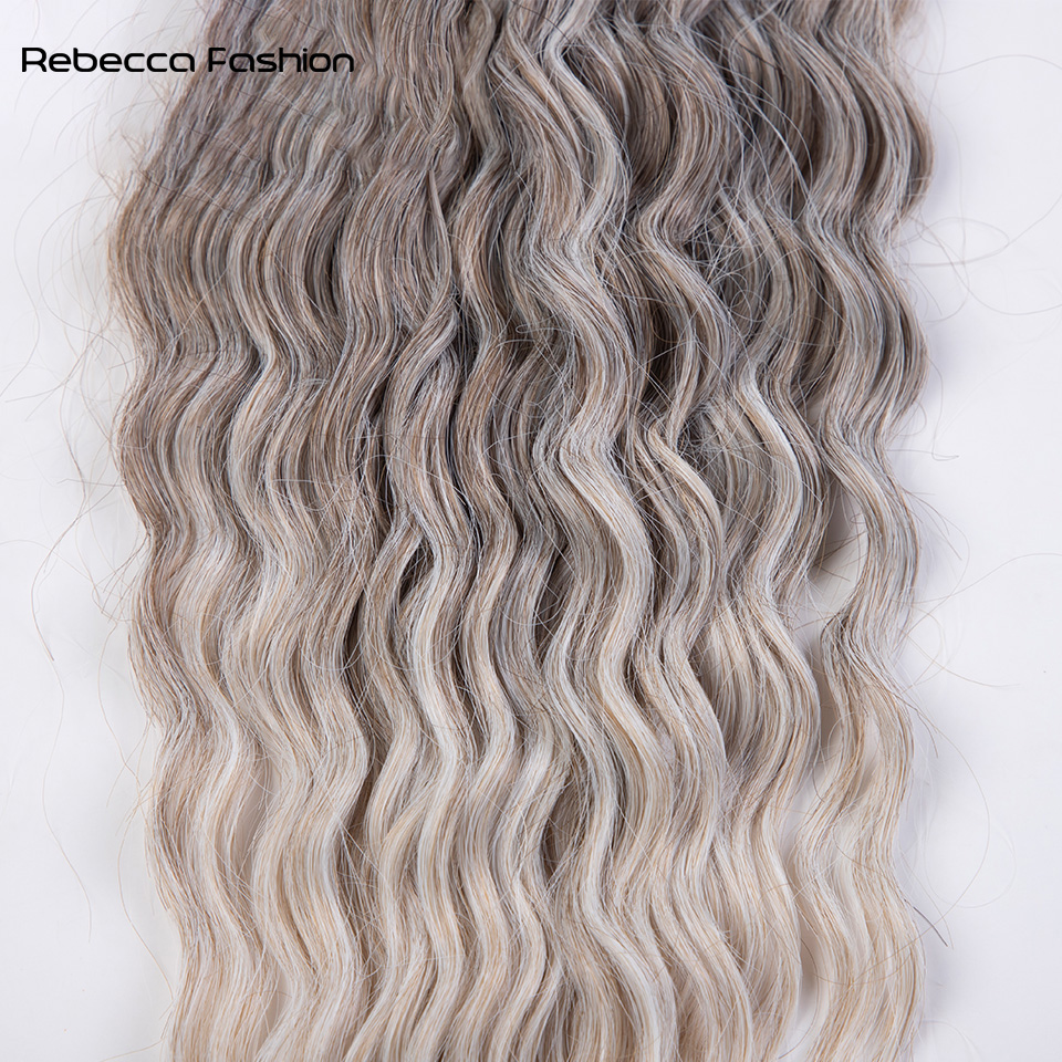Rebecca Fashion Synthetic Water 24Inch Braid Twist Crochet Ombre Blonde Pink Deep Wave Braiding Hair Extension Cosplay