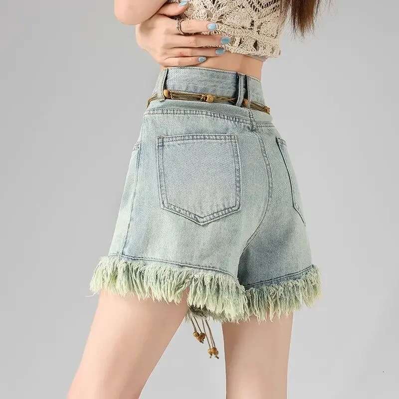 Short Jean Pants Woman Wide Tassel Denim Shorts for Women Japanese 2000s Style Harajuku Fashion Flowy Low Price Jorts Wholesale