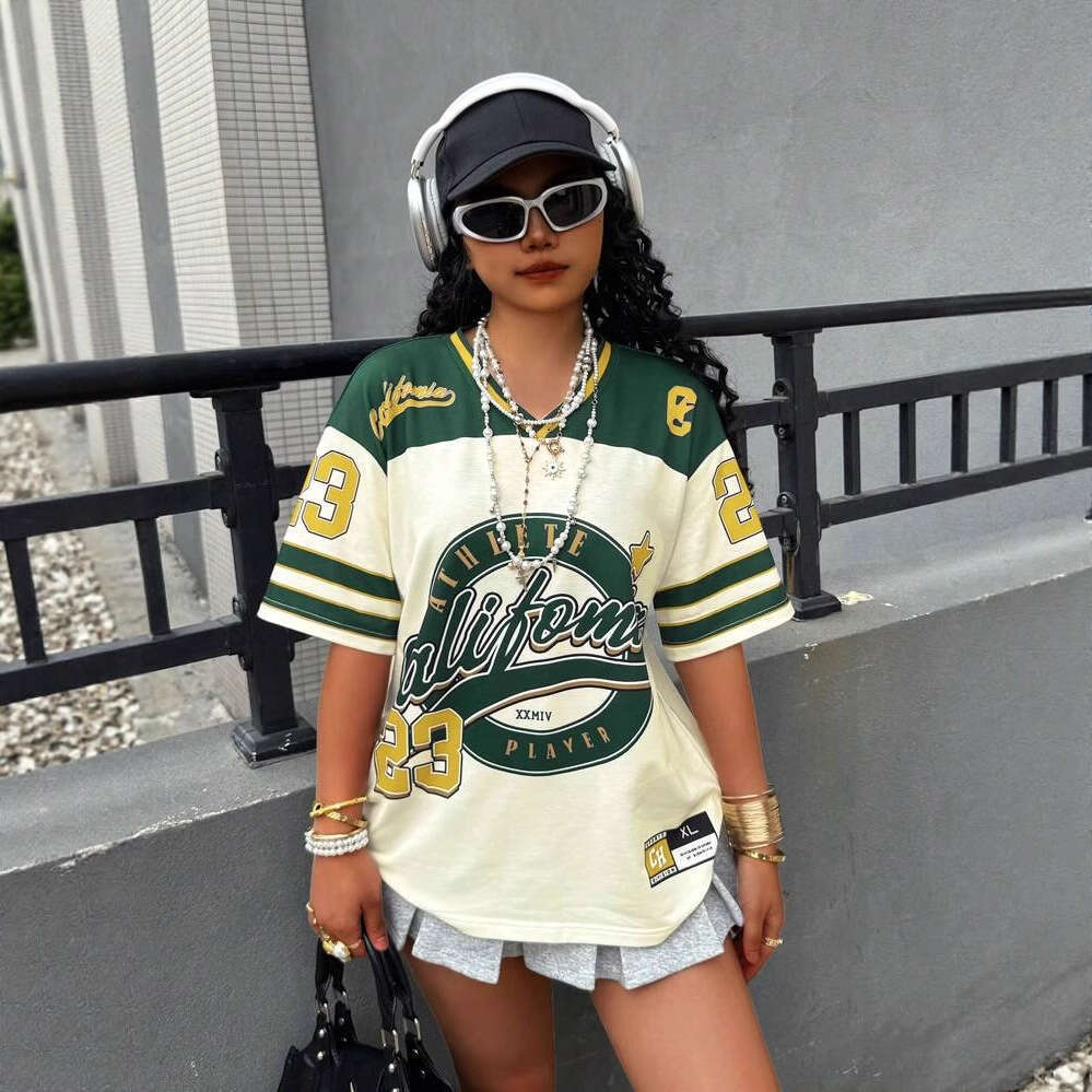Summer New Women's Fashion Personality Trend Street Style Loose Printed T-Shirt Short Sleeve B5