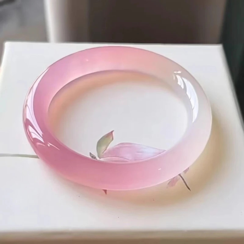 Tulip Pink Peach Bracelet Womens Flat Strip High Ice Transparent Beauty Bracelet 250616