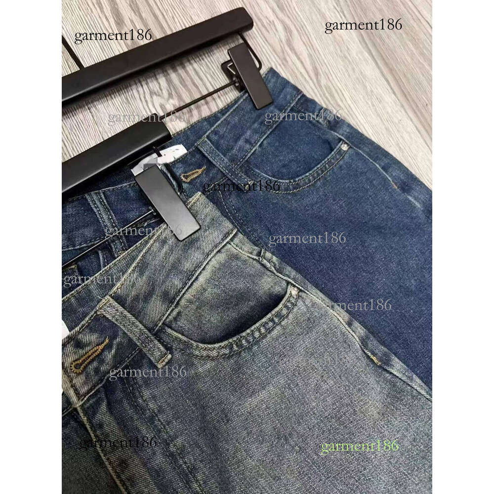 Men's Jeans Classic Logo Printed Black Straight Leg Early autumn new niche design fashion brand logo wide leg casual loose straight leg denim pan