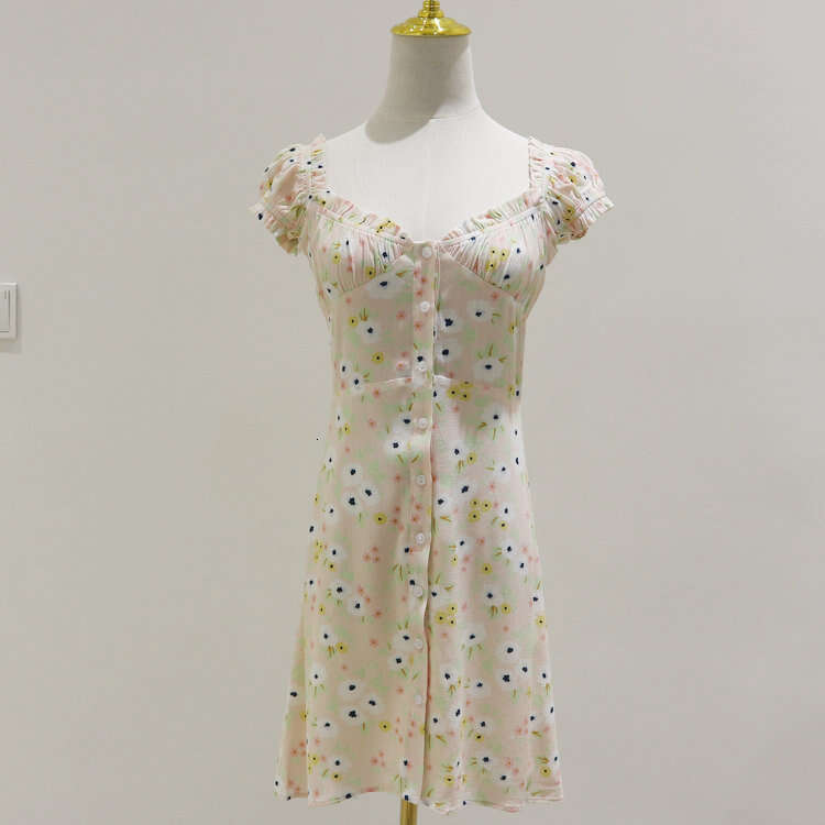 Summer Dresses for Women Long Dress Dress Designer Festival NR215 with Jeans Summer New Fresh Floral Contrast Rayon Dress Womens Fashion