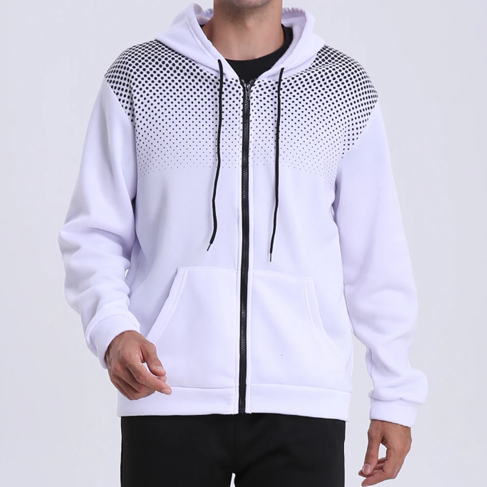 Mens Zip Up Hoodie Pocket Polka Pot Print Hooded Sweatshirt Sport Outdoor Casual Slim Fit Men Spring AutumnZipper Hoodie 250616