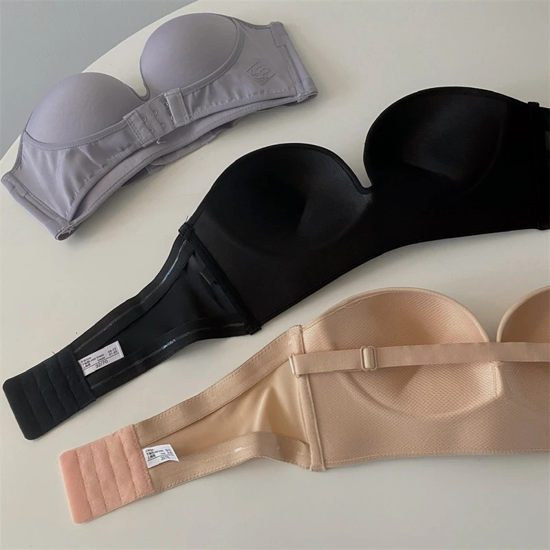 FINETOO Front Closure Strapless Bra For Woman Sexy Invisible Bras Underwear Female Push Up Brassiere One-piece Wireless Bralette 250617