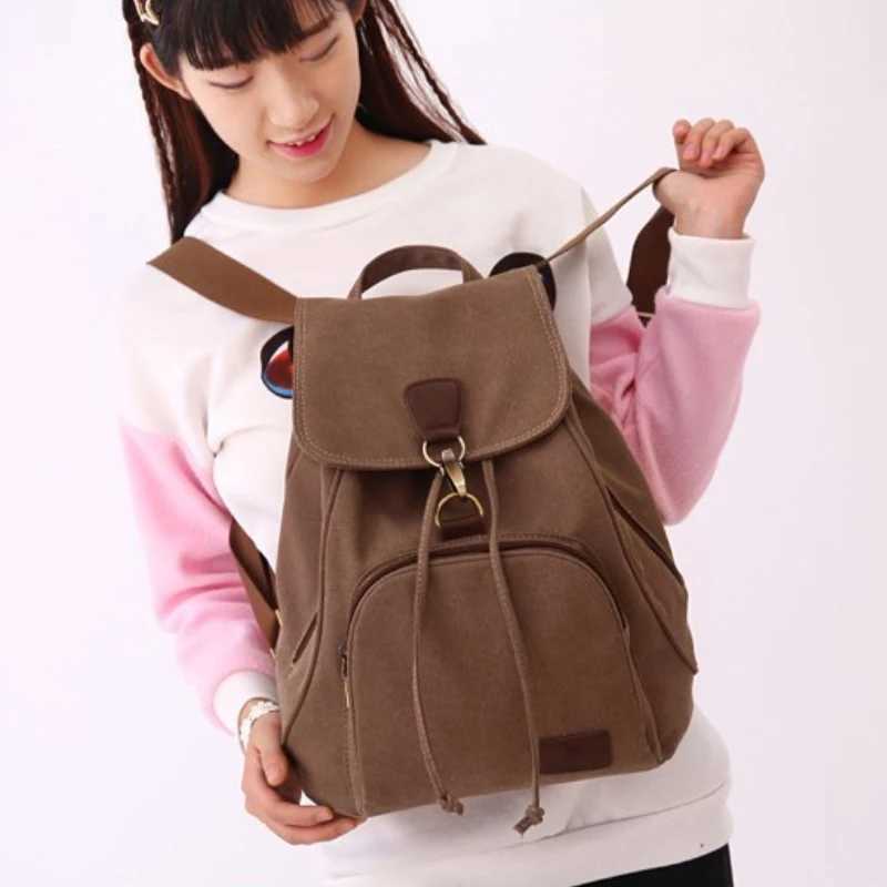 2024 New Women Backpack Canvas Laptop Travel Backpacks Computer Bags High School Student College Bag Outdoor Shoulder Bag Z250617