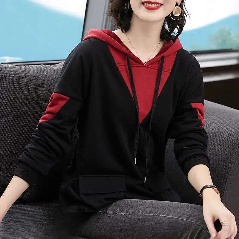 Black Hoodies Slim Top Graphic Red Woman Clothing Cropped Hooded Womens Sweatshirt Cheap And Korean Style Xxl Designer New In