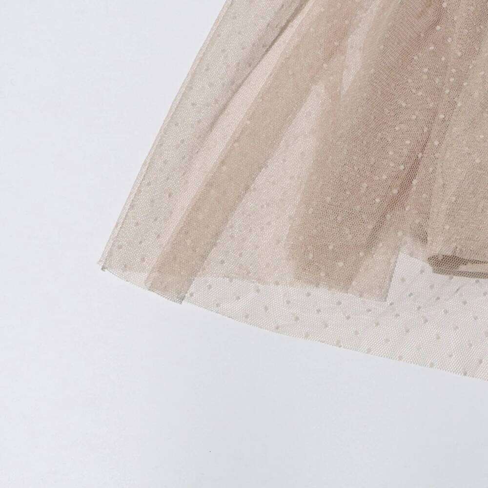 Designer Clothing 2025 Solid Spliced Lace Casual Dress For Women V Neck Short Sleeve High Waist Patchwork Mesh Elegant Dresses Female New