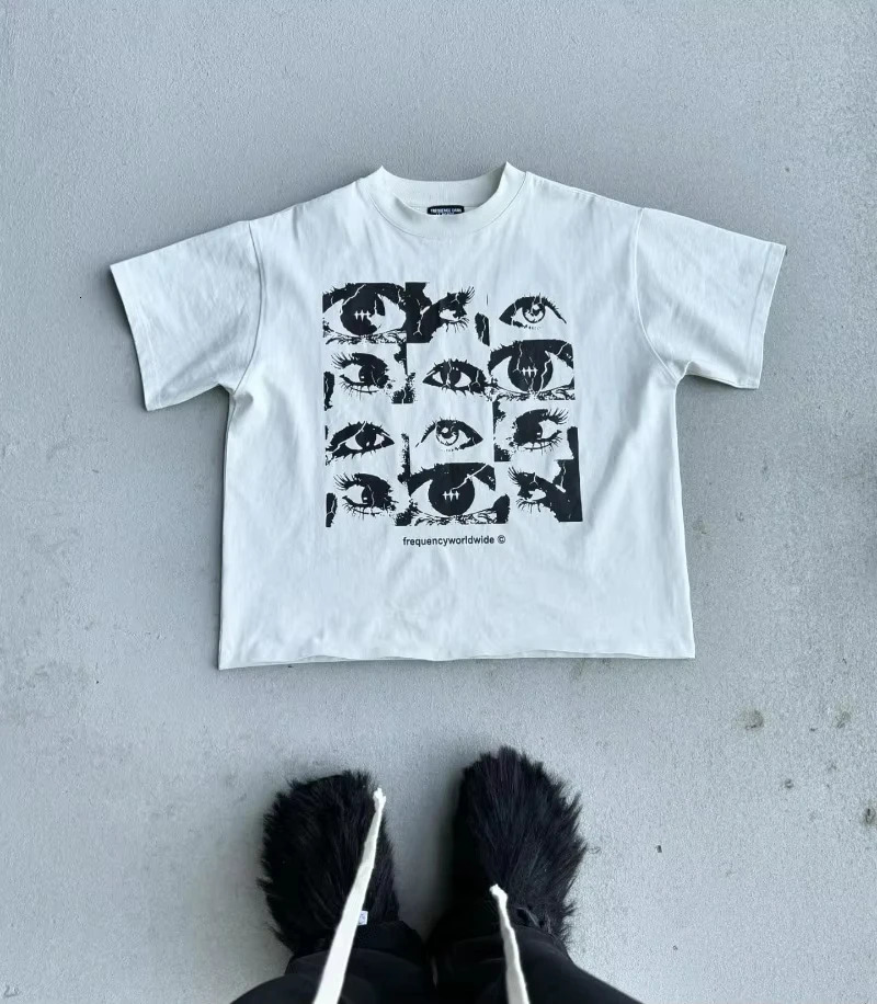 Y2k top Vintage Street Alphabet Print Short Sleeve Men T-shirt Summer Harajuku Couple Casual Loose Oversized T-shirt 250617