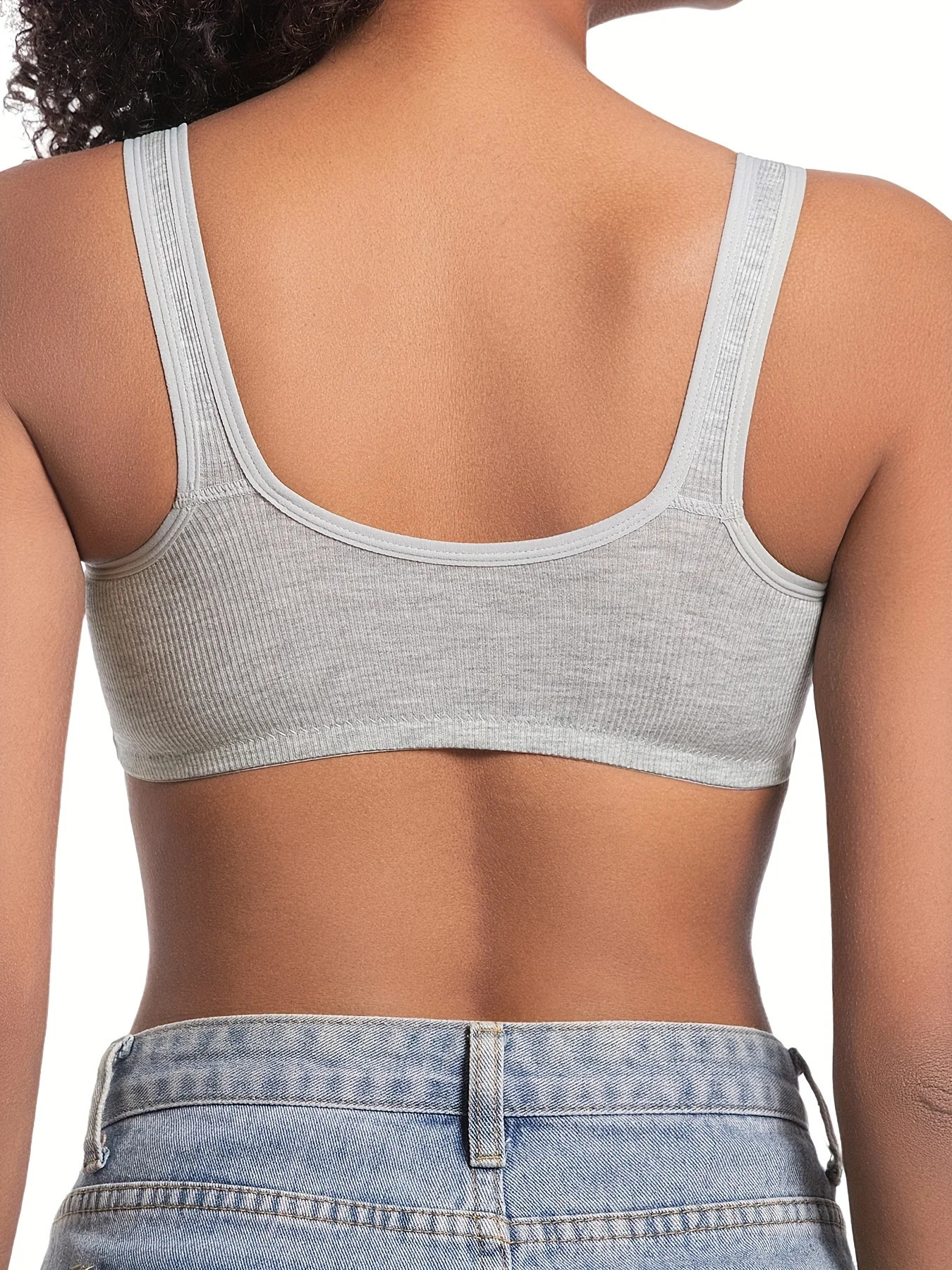 Womens Bra Wire-Free Front Closure Solid Color Full Coverage Fixed Cups More Considerate for Middle-Aged And Elderly Individual 250617