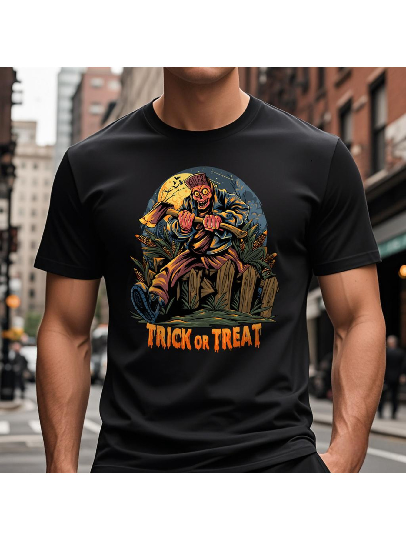 Dongdumaoyi Black Short Sleeve Men White T Shirts S-3Xl Graphics Adult Cotton Round Collar Text 180G Halloween 098e