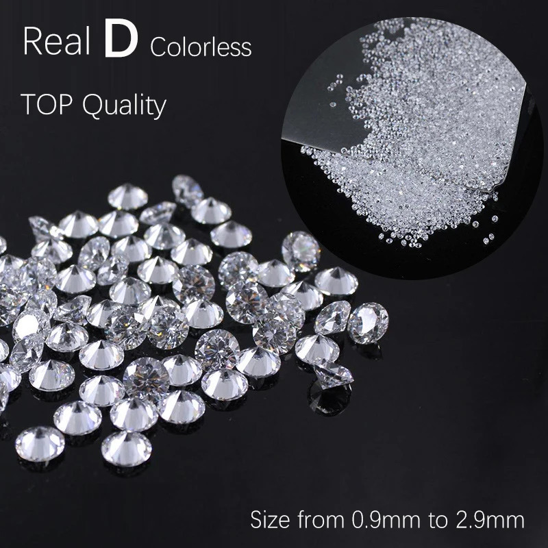1.0ct / Pack Real Top D Color VVS1 Small Sizes Loose Stones 0.8mm-3.0mm Gemstones Passed Diamond Tested 250617