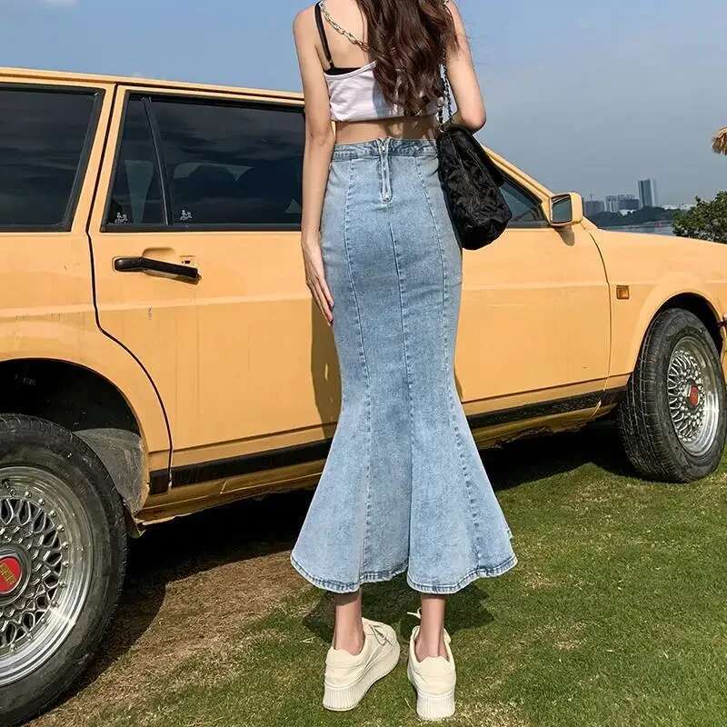 New In Zipper High Waist Woman Denim Skirt Casual Cheap Luxury Elegant Y2k Vintage Aesthetic Summer 2025 Jeans Skirts for Women