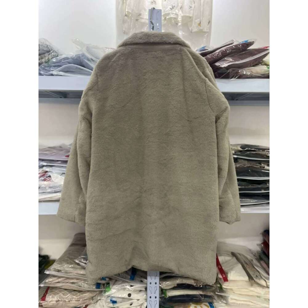 European and American winter new style lapel temperament versatile mid-length fur women's fashionable warm coat