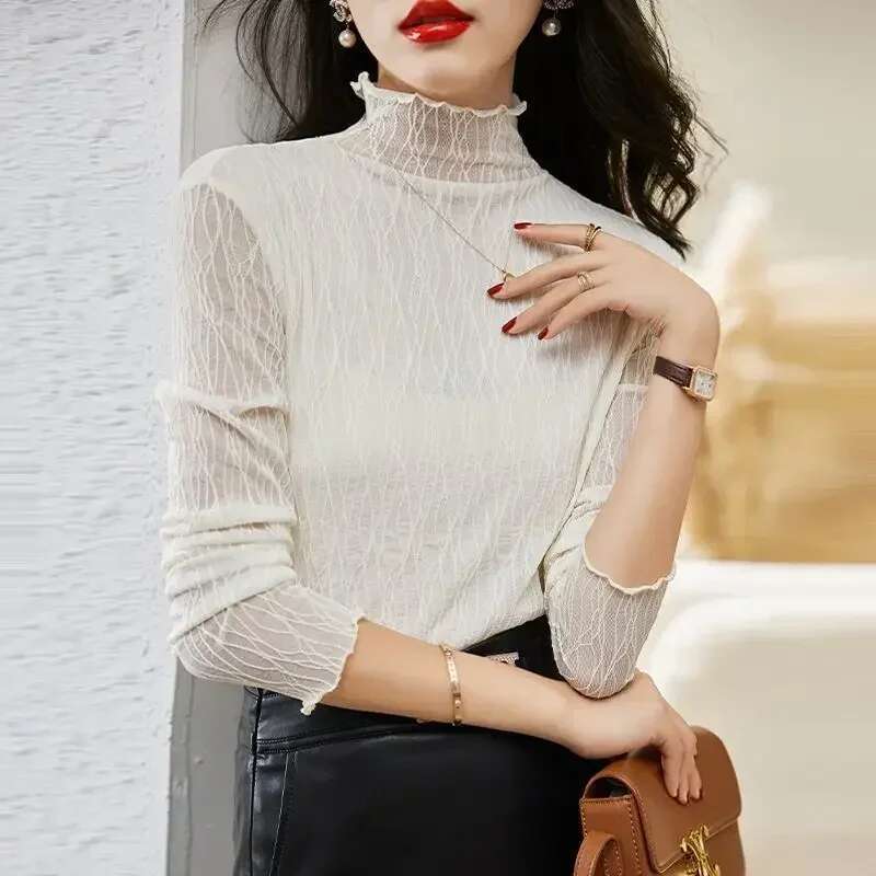 Womens Long Sleeve T-shirt Turtleneck Baggy Pulovers Top Female Aesthetic Clothing Korean Y2k Fashion Korea Popular Clothes Yk2